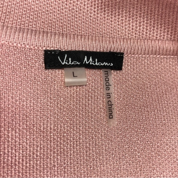Vila Milano Blush Pink Stretch Sweater Blazer Cozy Open Front Tunic L - Picture 9 of 10
